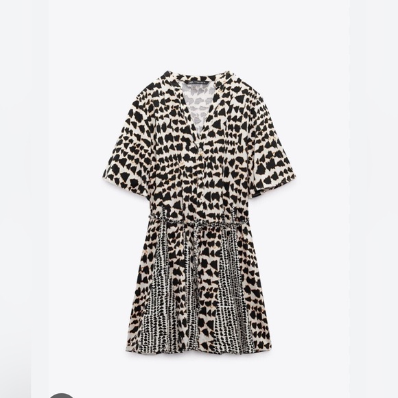 Zara Short Sleeve V-Neck Mini Dress. New With Tags. - Picture 7 of 8